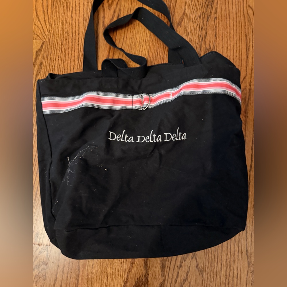 Black Tote with Pink and White Accents